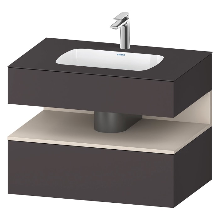 Duravit Qatego Einbauwaschtisch mit Konsolenwaschtischunterbau 80 x 60 cm, 1 Auszug, mit LED Beleuchtung