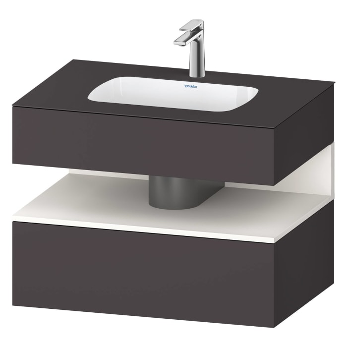 Duravit Qatego Einbauwaschtisch mit Konsolenwaschtischunterbau 80 x 60 cm, 1 Auszug, mit LED Beleuchtung