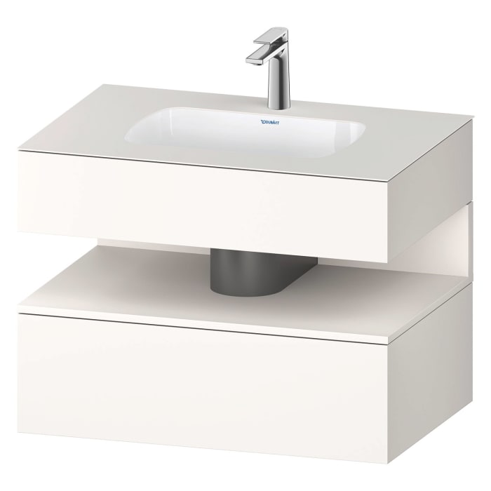 Duravit Qatego Einbauwaschtisch mit Konsolenwaschtischunterbau 80 x 60 cm, 1 Auszug, mit LED Beleuchtung
