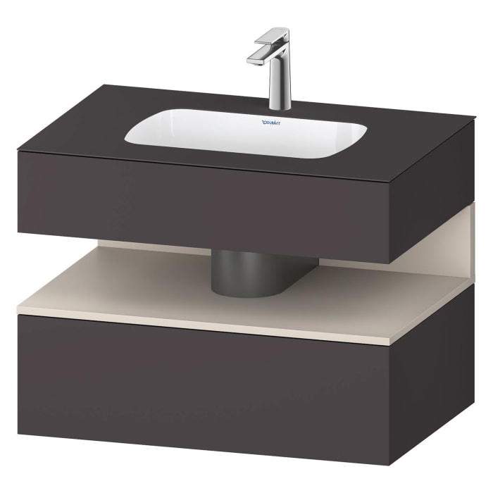 Duravit Qatego Einbauwaschtisch mit Konsolenwaschtischunterbau 80 x 60 cm, 1 Auszug, mit LED Beleuchtung
