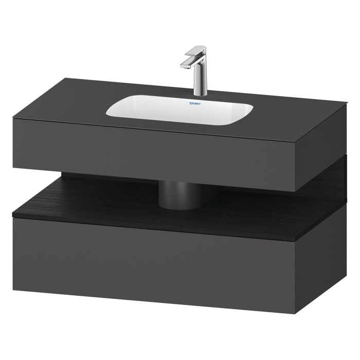 Duravit Qatego Einbauwaschtisch mit Konsolenwaschtischunterbau 100 x 60 cm, 1 Auszug, mit LED Beleuchtung