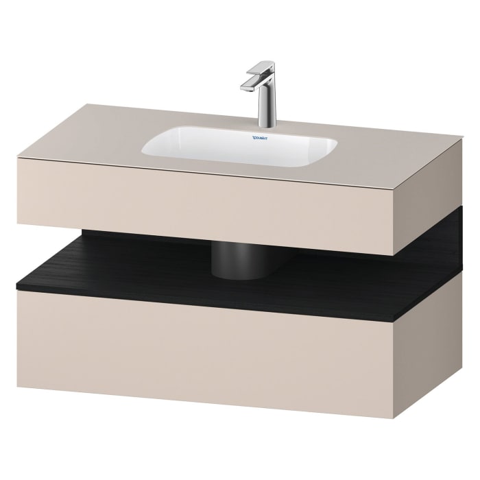 Duravit Qatego Einbauwaschtisch mit Konsolenwaschtischunterbau 100 x 60 cm, 1 Auszug, mit LED Beleuchtung