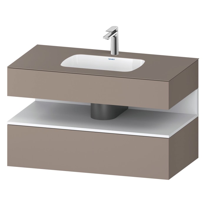 Duravit Qatego Einbauwaschtisch mit Konsolenwaschtischunterbau 100 x 60 cm, 1 Auszug, mit LED Beleuchtung