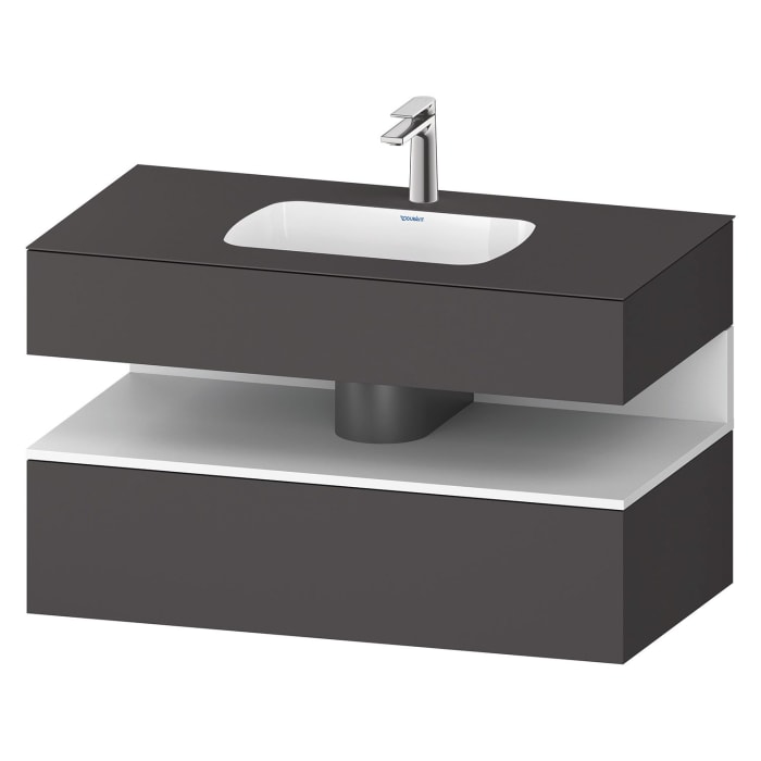 Duravit Qatego Einbauwaschtisch mit Konsolenwaschtischunterbau 100 x 60 cm, 1 Auszug, mit LED Beleuchtung