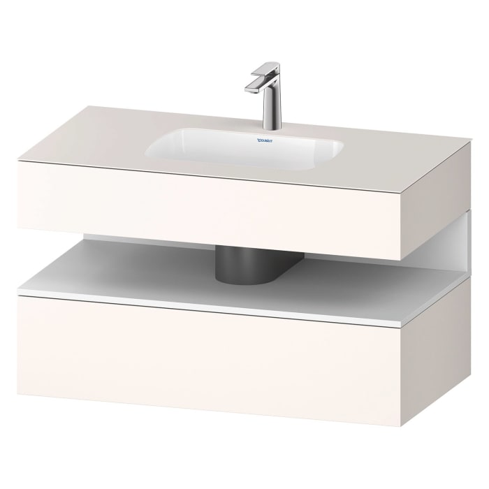 Duravit Qatego Einbauwaschtisch mit Konsolenwaschtischunterbau 100 x 60 cm, 1 Auszug, mit LED Beleuchtung