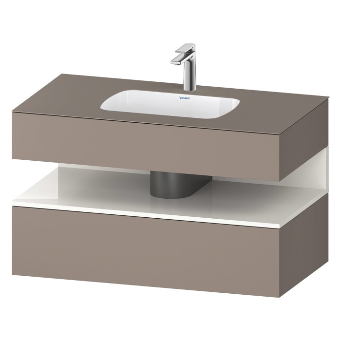 Duravit Qatego Einbauwaschtisch mit Konsolenwaschtischunterbau 100 x 60 cm, 1 Auszug, mit LED Beleuchtung