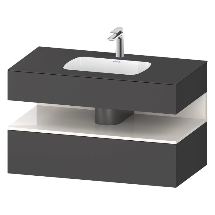 Duravit Qatego Einbauwaschtisch mit Konsolenwaschtischunterbau 100 x 60 cm, 1 Auszug, mit LED Beleuchtung