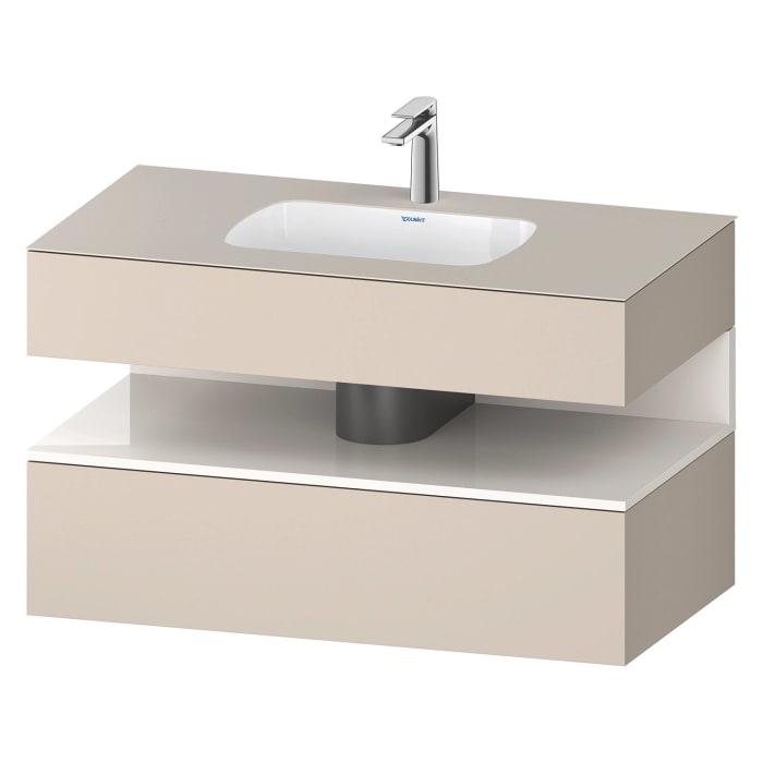 Duravit Qatego Einbauwaschtisch mit Konsolenwaschtischunterbau 100 x 60 cm, 1 Auszug, mit LED Beleuchtung