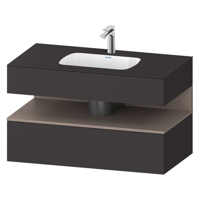 Duravit Qatego Einbauwaschtisch mit Konsolenwaschtischunterbau 100 x 60 cm, 1 Auszug, mit LED Beleuchtung