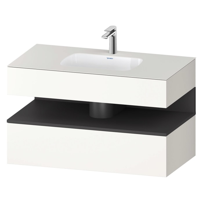 Duravit Qatego Einbauwaschtisch mit Konsolenwaschtischunterbau 100 x 60 cm, 1 Auszug, mit LED Beleuchtung