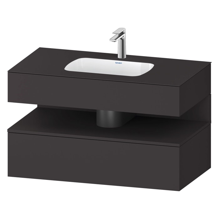 Duravit Qatego Einbauwaschtisch mit Konsolenwaschtischunterbau 100 x 60 cm, 1 Auszug, mit LED Beleuchtung