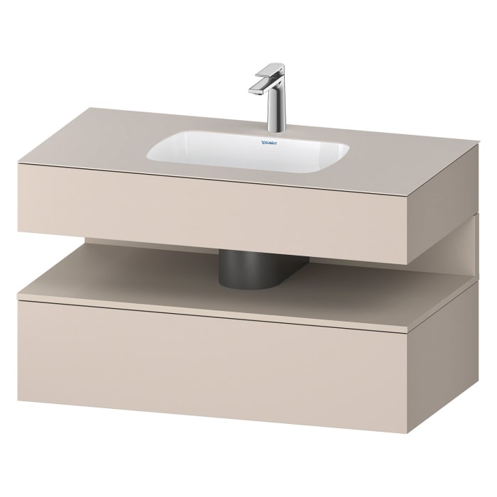 Duravit Qatego Einbauwaschtisch mit Konsolenwaschtischunterbau 100 x 60 cm, 1 Auszug, mit LED Beleuchtung