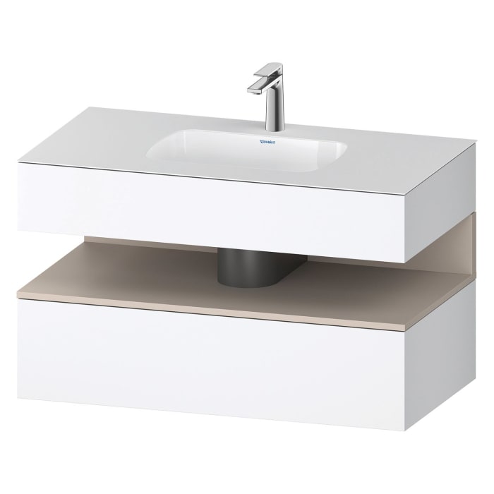 Duravit Qatego Einbauwaschtisch mit Konsolenwaschtischunterbau 100 x 60 cm, 1 Auszug, mit LED Beleuchtung