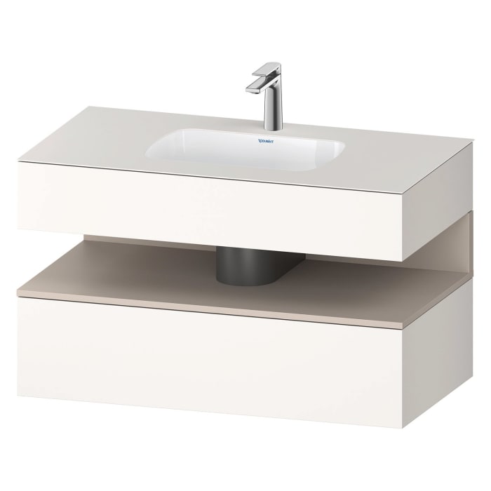 Duravit Qatego Einbauwaschtisch mit Konsolenwaschtischunterbau 100 x 60 cm, 1 Auszug, mit LED Beleuchtung