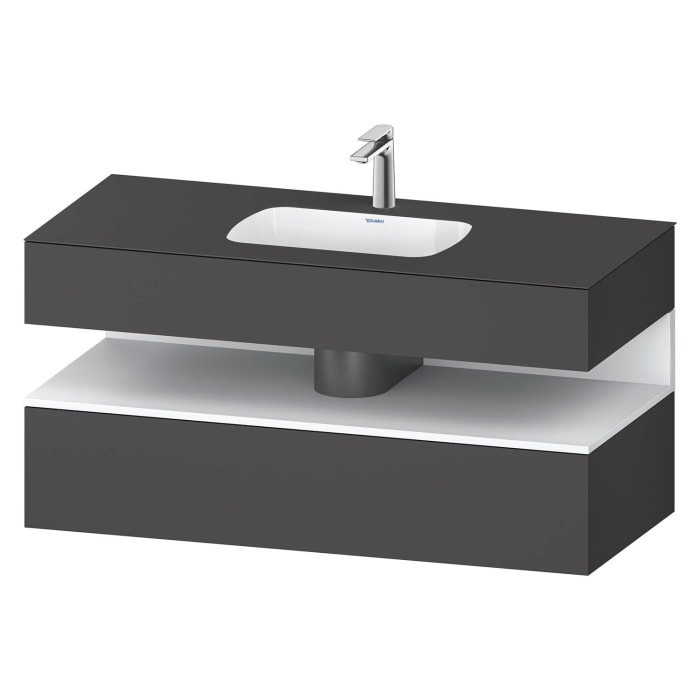 Duravit Qatego Einbauwaschtisch mit Konsolenwaschtischunterbau 120 x 60 cm, 1 Auszug, mit LED Beleuchtung