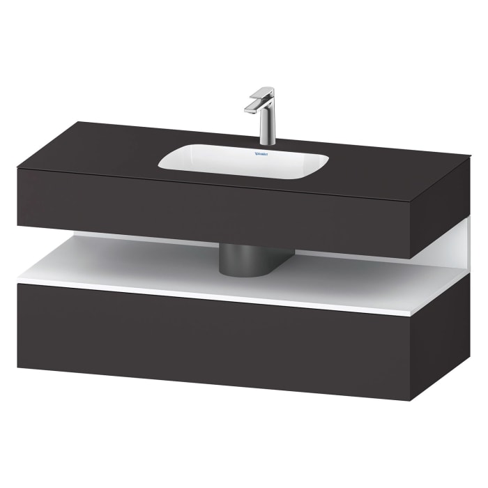 Duravit Qatego Einbauwaschtisch mit Konsolenwaschtischunterbau 120 x 60 cm, 1 Auszug, mit LED Beleuchtung