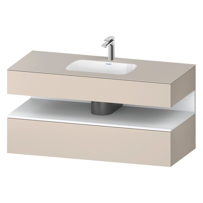 Duravit Qatego Einbauwaschtisch mit Konsolenwaschtischunterbau 120 x 60 cm, 1 Auszug, mit LED Beleuchtung