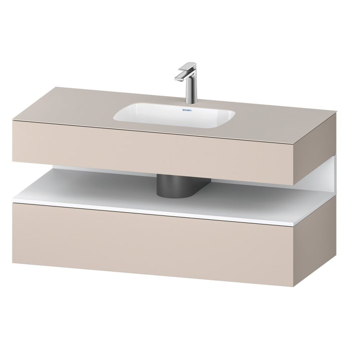 Duravit Qatego Einbauwaschtisch mit Konsolenwaschtischunterbau 120 x 60 cm, 1 Auszug, mit LED Beleuchtung