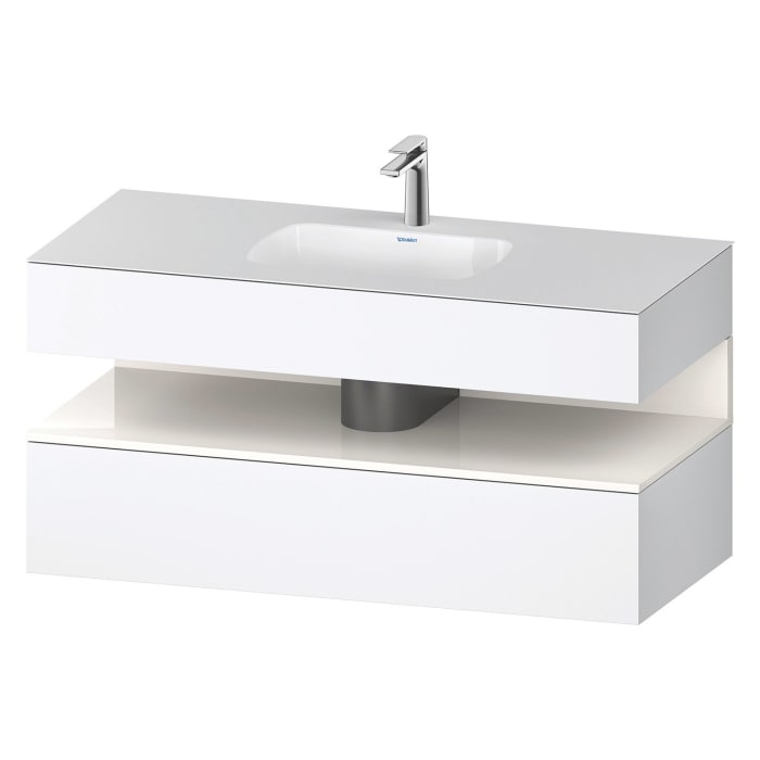 Duravit Qatego Einbauwaschtisch mit Konsolenwaschtischunterbau 120 x 60 cm, 1 Auszug, mit LED Beleuchtung