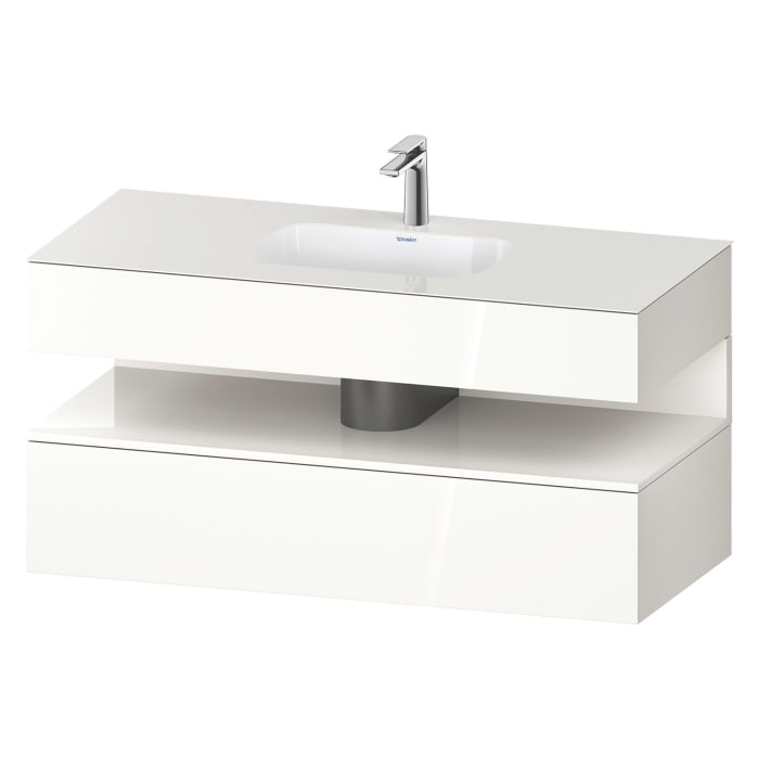 Duravit Qatego Einbauwaschtisch mit Konsolenwaschtischunterbau 120 x 60 cm, 1 Auszug, mit LED Beleuchtung