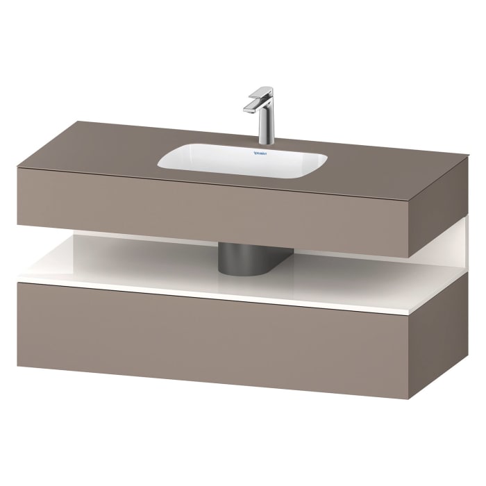 Duravit Qatego Einbauwaschtisch mit Konsolenwaschtischunterbau 120 x 60 cm, 1 Auszug, mit LED Beleuchtung