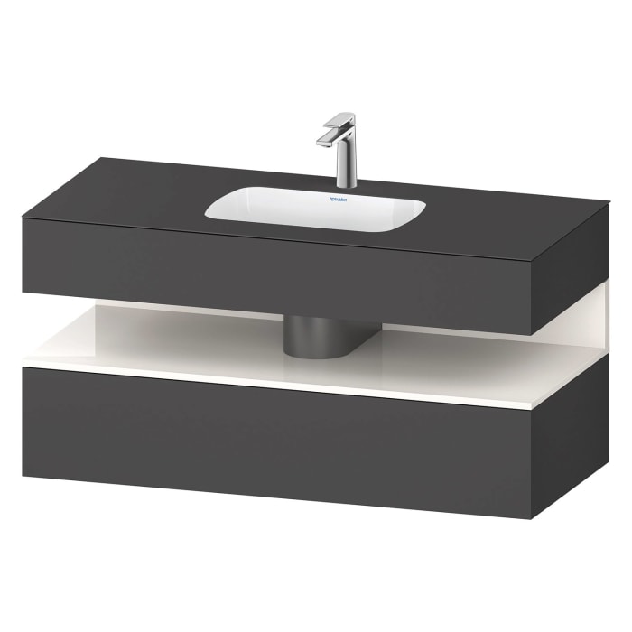 Duravit Qatego Einbauwaschtisch mit Konsolenwaschtischunterbau 120 x 60 cm, 1 Auszug, mit LED Beleuchtung