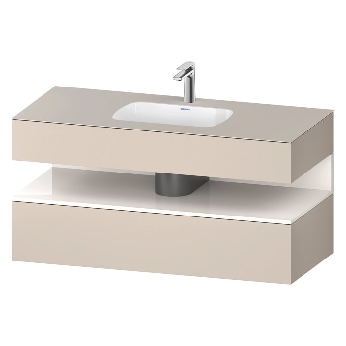 Duravit Qatego Einbauwaschtisch mit Konsolenwaschtischunterbau 120 x 60 cm, 1 Auszug, mit LED Beleuchtung