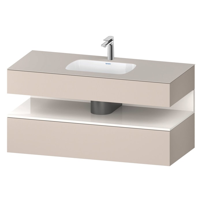 Duravit Qatego Einbauwaschtisch mit Konsolenwaschtischunterbau 120 x 60 cm, 1 Auszug, mit LED Beleuchtung