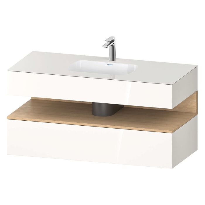 Duravit Qatego Einbauwaschtisch mit Konsolenwaschtischunterbau 120 x 60 cm, 1 Auszug, mit LED Beleuchtung