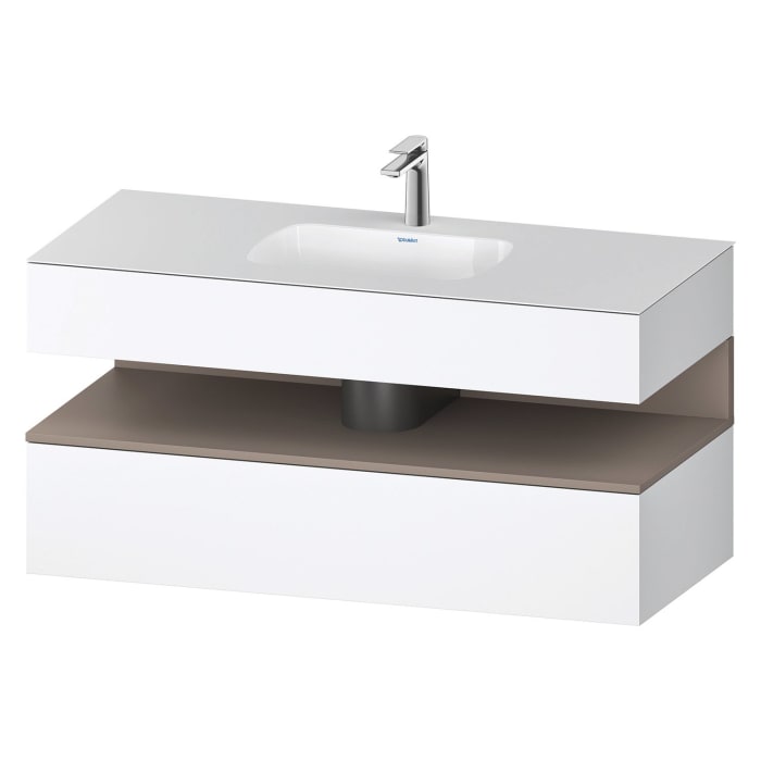 Duravit Qatego Einbauwaschtisch mit Konsolenwaschtischunterbau 120 x 60 cm, 1 Auszug, mit LED Beleuchtung