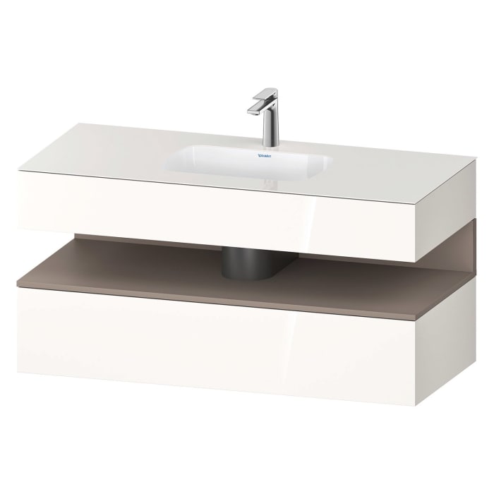 Duravit Qatego Einbauwaschtisch mit Konsolenwaschtischunterbau 120 x 60 cm, 1 Auszug, mit LED Beleuchtung