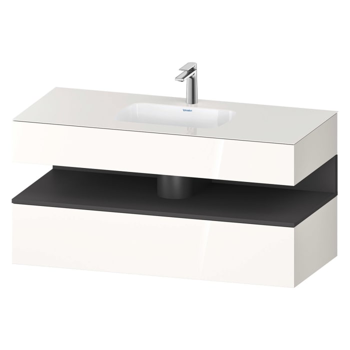Duravit Qatego Einbauwaschtisch mit Konsolenwaschtischunterbau 120 x 60 cm, 1 Auszug, mit LED Beleuchtung