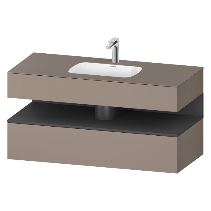 Duravit Qatego Einbauwaschtisch mit Konsolenwaschtischunterbau 120 x 60 cm, 1 Auszug, mit LED Beleuchtung