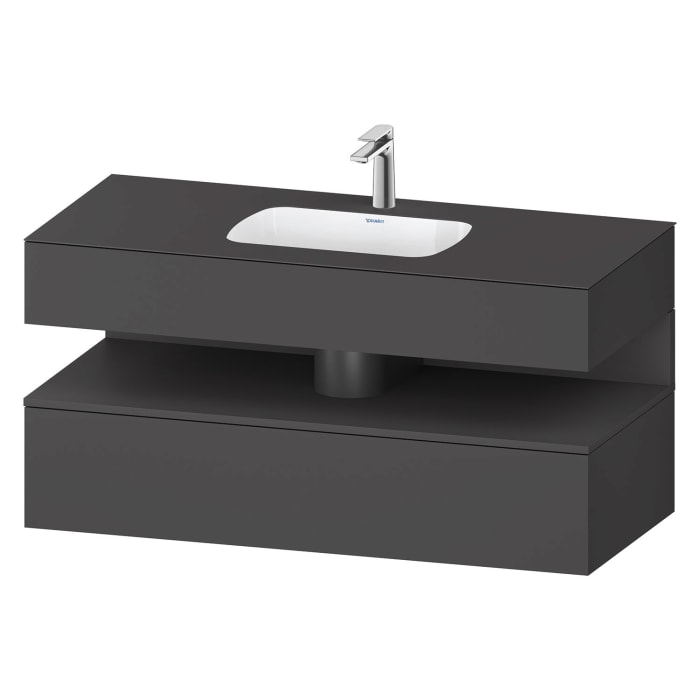 Duravit Qatego Einbauwaschtisch mit Konsolenwaschtischunterbau 120 x 60 cm, 1 Auszug, mit LED Beleuchtung