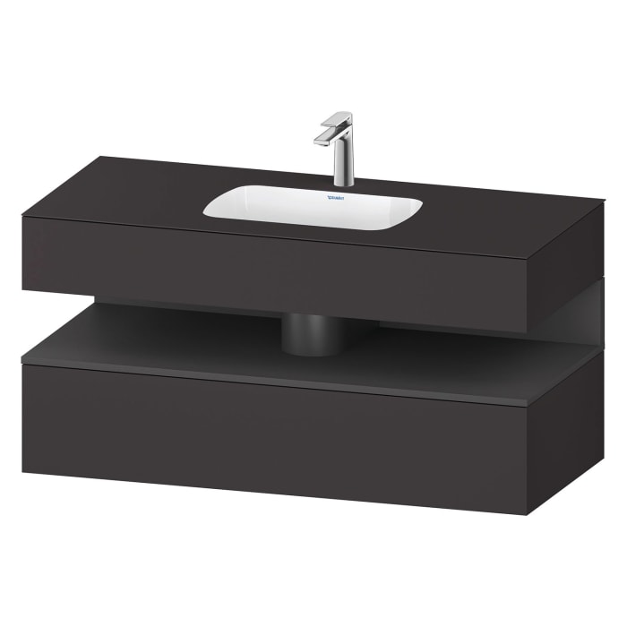 Duravit Qatego Einbauwaschtisch mit Konsolenwaschtischunterbau 120 x 60 cm, 1 Auszug, mit LED Beleuchtung