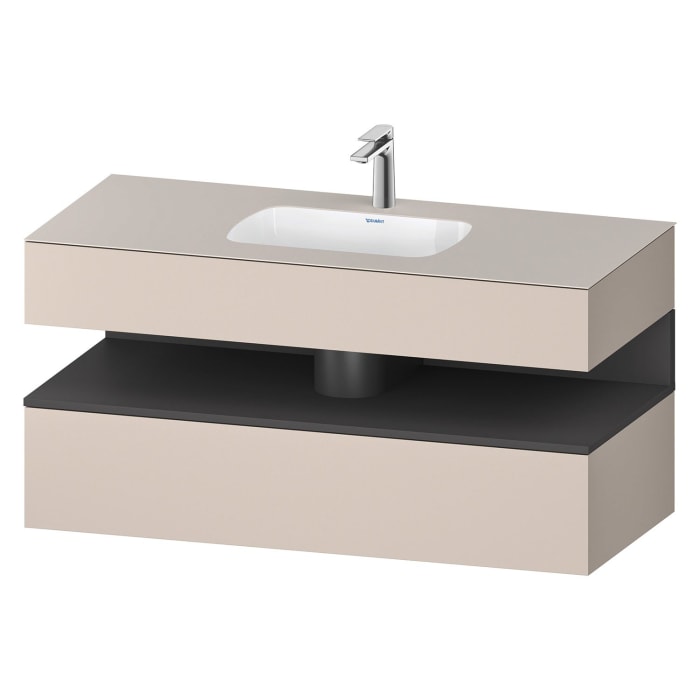 Duravit Qatego Einbauwaschtisch mit Konsolenwaschtischunterbau 120 x 60 cm, 1 Auszug, mit LED Beleuchtung