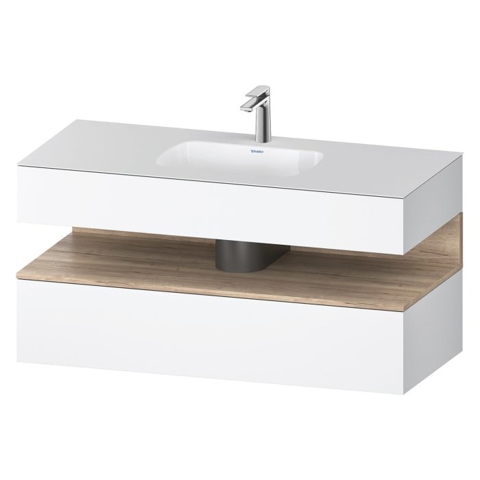 Duravit Qatego Einbauwaschtisch mit Konsolenwaschtischunterbau 120 x 60 cm, 1 Auszug, mit LED Beleuchtung