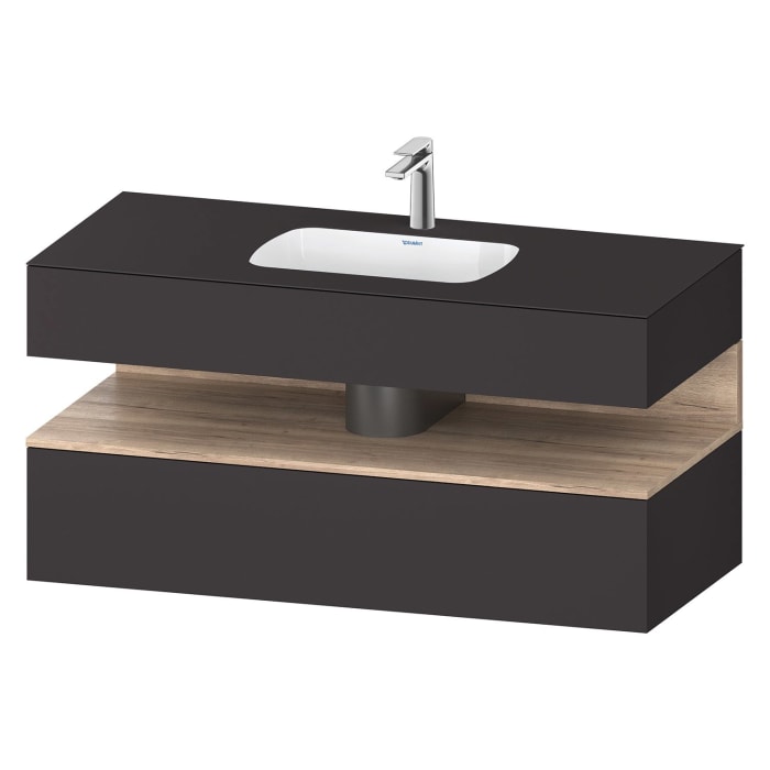 Duravit Qatego Einbauwaschtisch mit Konsolenwaschtischunterbau 120 x 60 cm, 1 Auszug, mit LED Beleuchtung