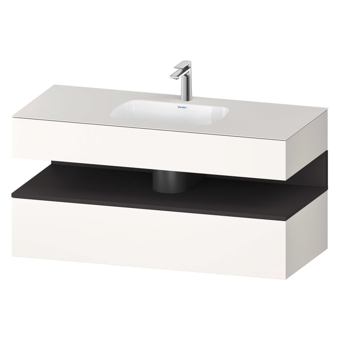 Duravit Qatego Einbauwaschtisch mit Konsolenwaschtischunterbau 120 x 60 cm, 1 Auszug, mit LED Beleuchtung