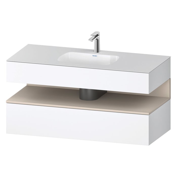 Duravit Qatego Einbauwaschtisch mit Konsolenwaschtischunterbau 120 x 60 cm, 1 Auszug, mit LED Beleuchtung