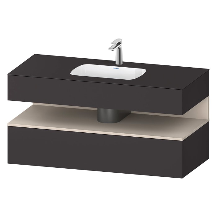 Duravit Qatego Einbauwaschtisch mit Konsolenwaschtischunterbau 120 x 60 cm, 1 Auszug, mit LED Beleuchtung