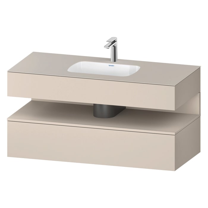 Duravit Qatego Einbauwaschtisch mit Konsolenwaschtischunterbau 120 x 60 cm, 1 Auszug, mit LED Beleuchtung