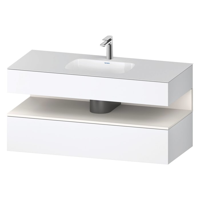 Duravit Qatego Einbauwaschtisch mit Konsolenwaschtischunterbau 120 x 60 cm, 1 Auszug, mit LED Beleuchtung