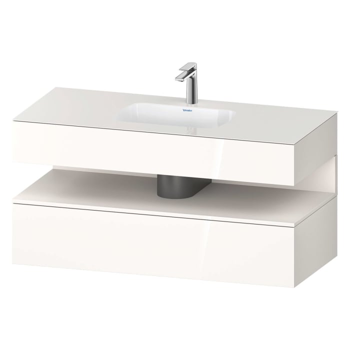 Duravit Qatego Einbauwaschtisch mit Konsolenwaschtischunterbau 120 x 60 cm, 1 Auszug, mit LED Beleuchtung