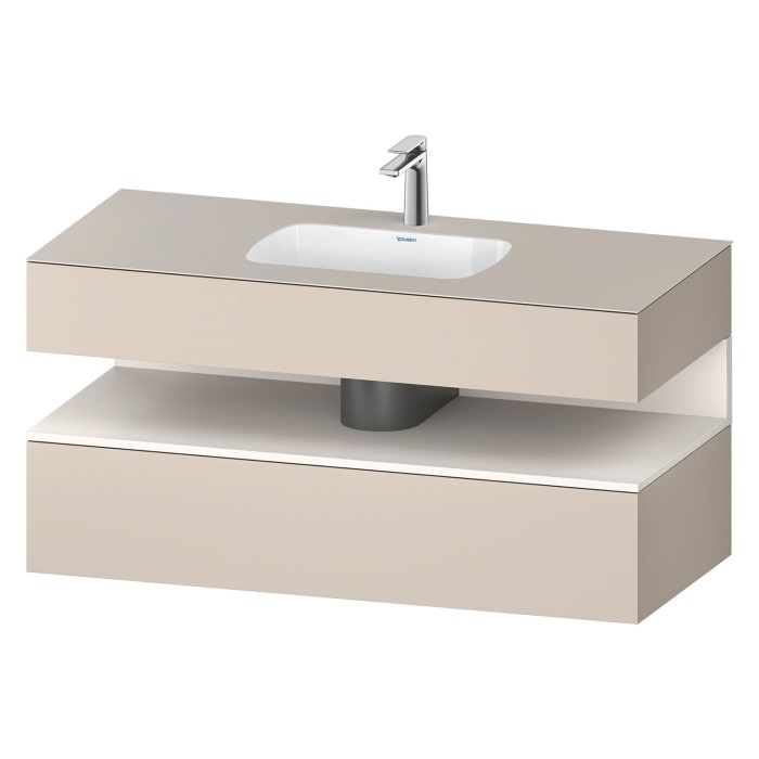 Duravit Qatego Einbauwaschtisch mit Konsolenwaschtischunterbau 120 x 60 cm, 1 Auszug, mit LED Beleuchtung