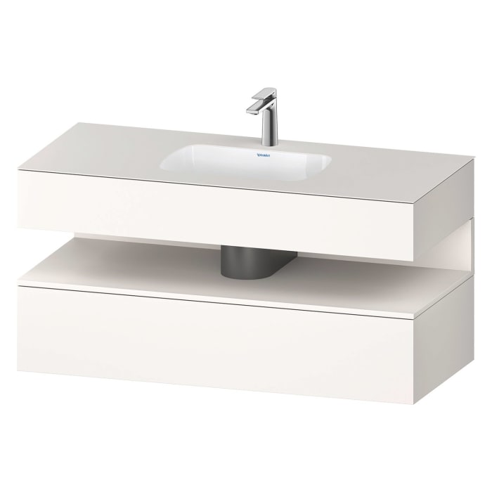 Duravit Qatego Einbauwaschtisch mit Konsolenwaschtischunterbau 120 x 60 cm, 1 Auszug, mit LED Beleuchtung