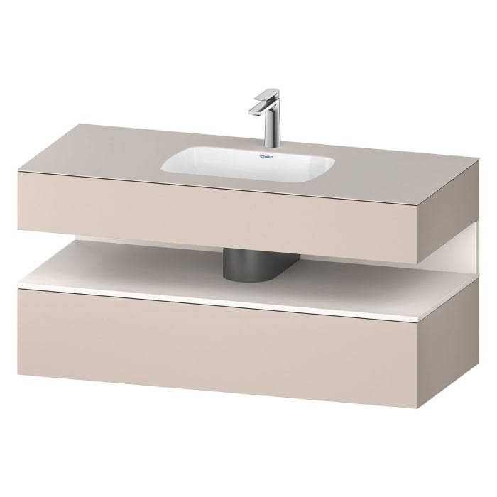 Duravit Qatego Einbauwaschtisch mit Konsolenwaschtischunterbau 120 x 60 cm, 1 Auszug, mit LED Beleuchtung