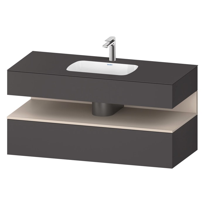 Duravit Qatego Einbauwaschtisch mit Konsolenwaschtischunterbau 120 x 60 cm, 1 Auszug, mit LED Beleuchtung