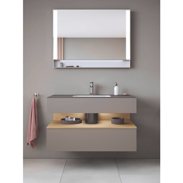 Duravit Qatego Einbauwaschtisch mit Konsolenwaschtischunterbau 100 x 60 cm, 1 Auszug, mit LED Beleuchtung