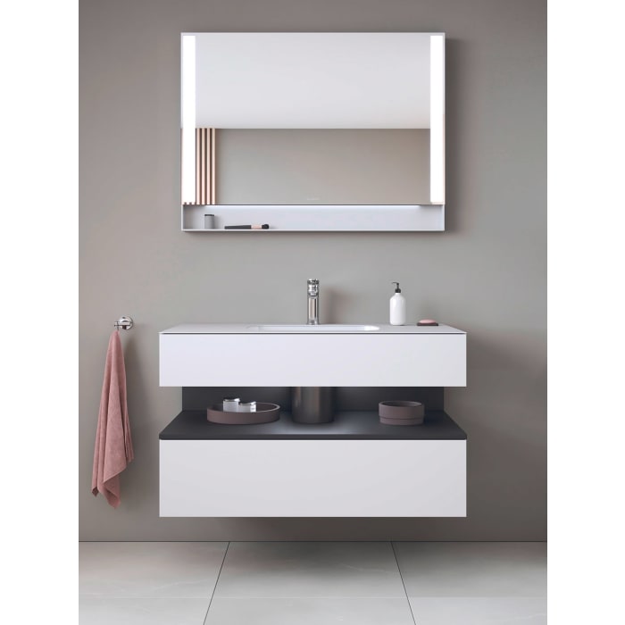 Duravit Qatego Einbauwaschtisch mit Konsolenwaschtischunterbau 100 x 60 cm, 1 Auszug, mit LED Beleuchtung